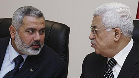 el jefe de hamas con el presidente de la autoridad palestina